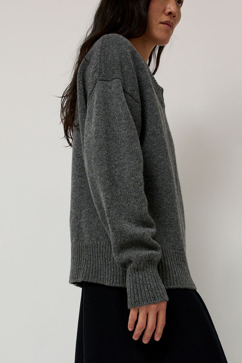 &Daughter Balla Slouch V Neck Sweater in Derby Grey