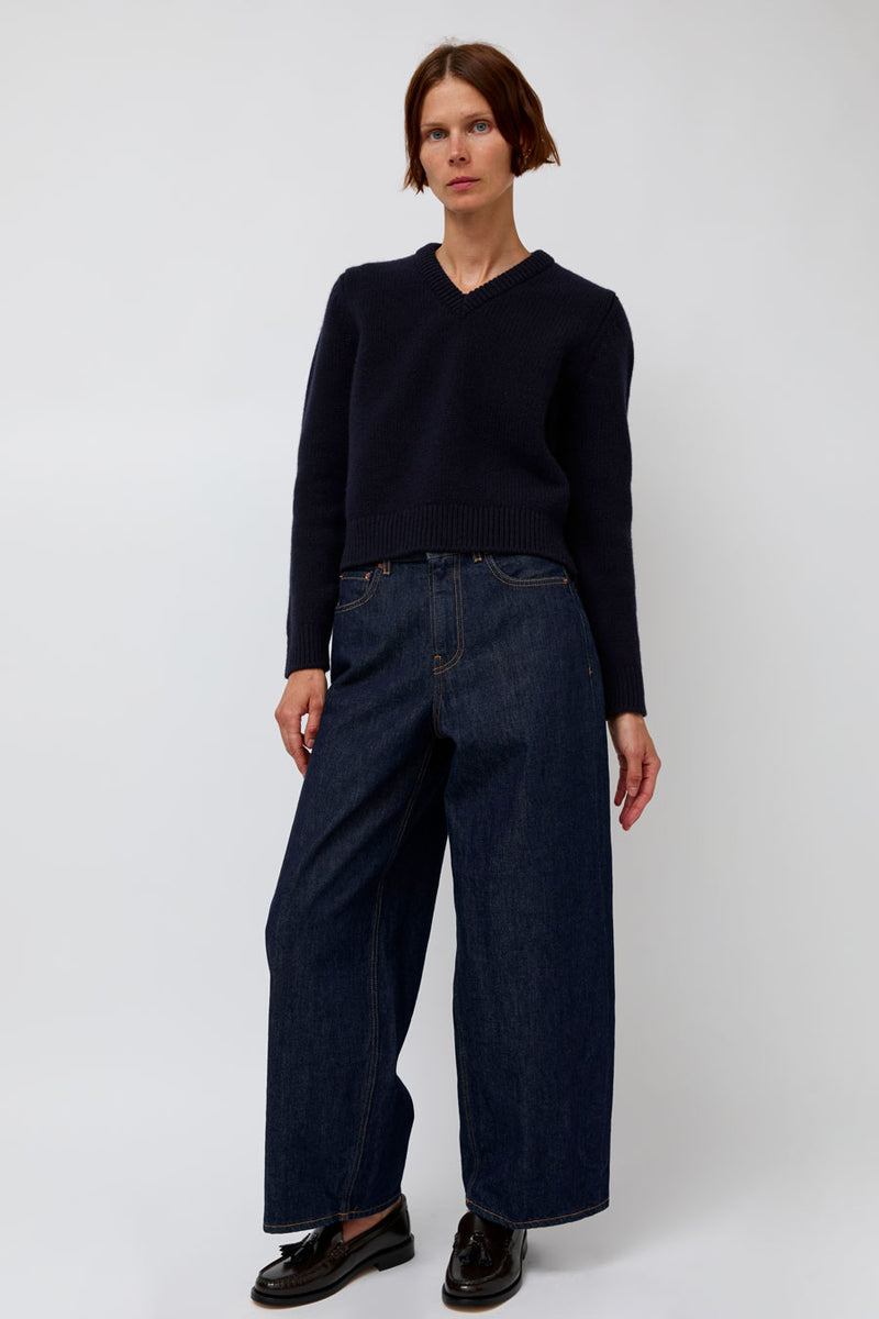&Daughter Glenn V-Neck Sweater in Navy