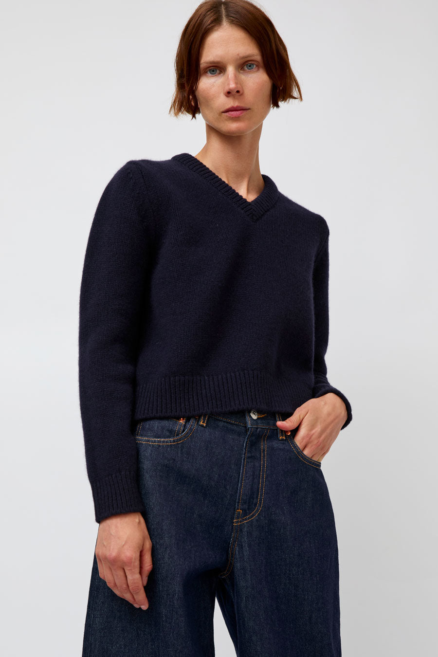 &Daughter Glenn V-Neck Sweater in Navy