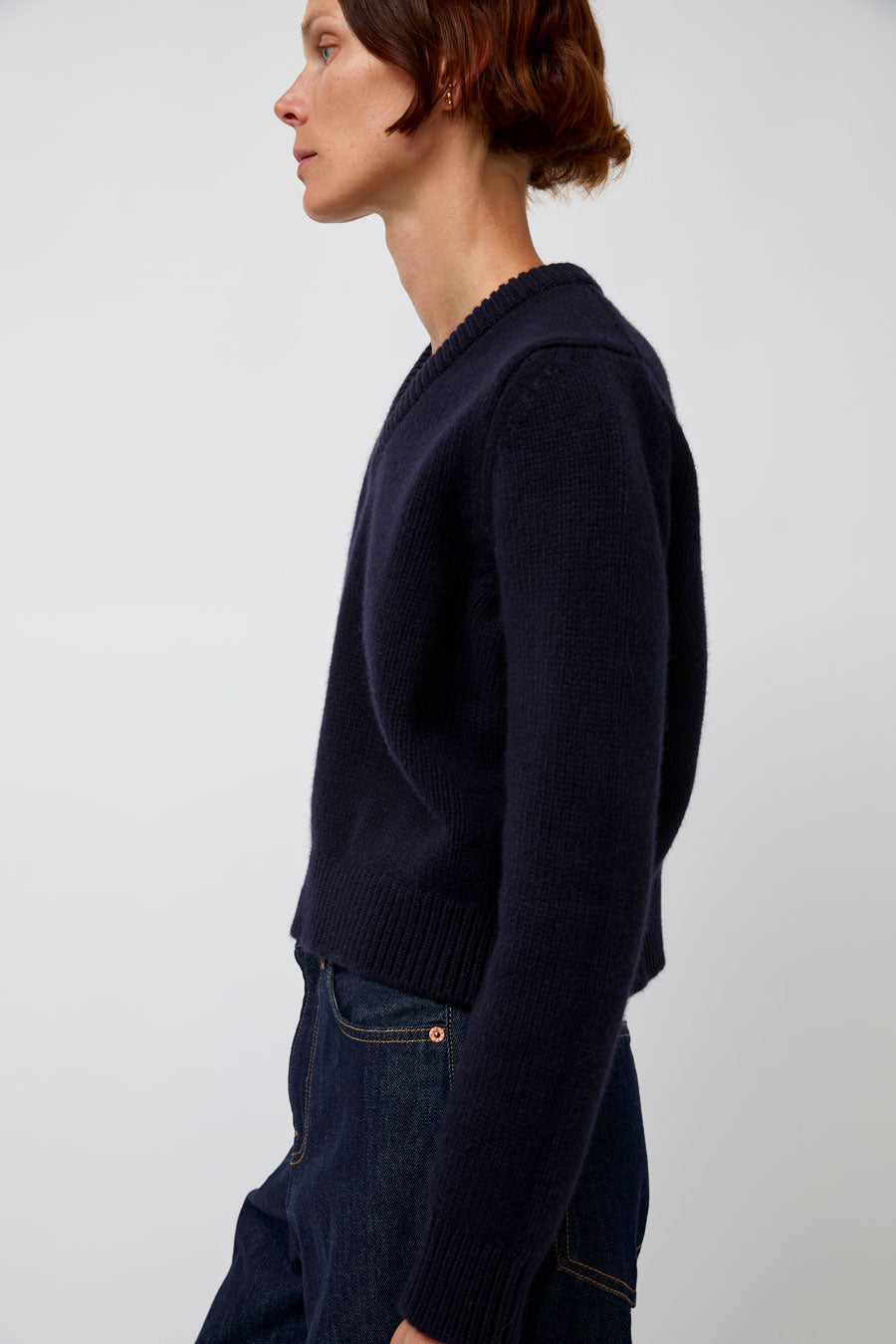 &Daughter Glenn V-Neck Sweater in Navy