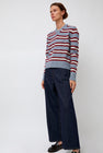 &Daughter Shetland Stripe V-Neck Sweater in Light Blue Stripe
