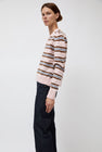 &Daughter Shetland Stripe V-Neck Sweater in Pink Stripe