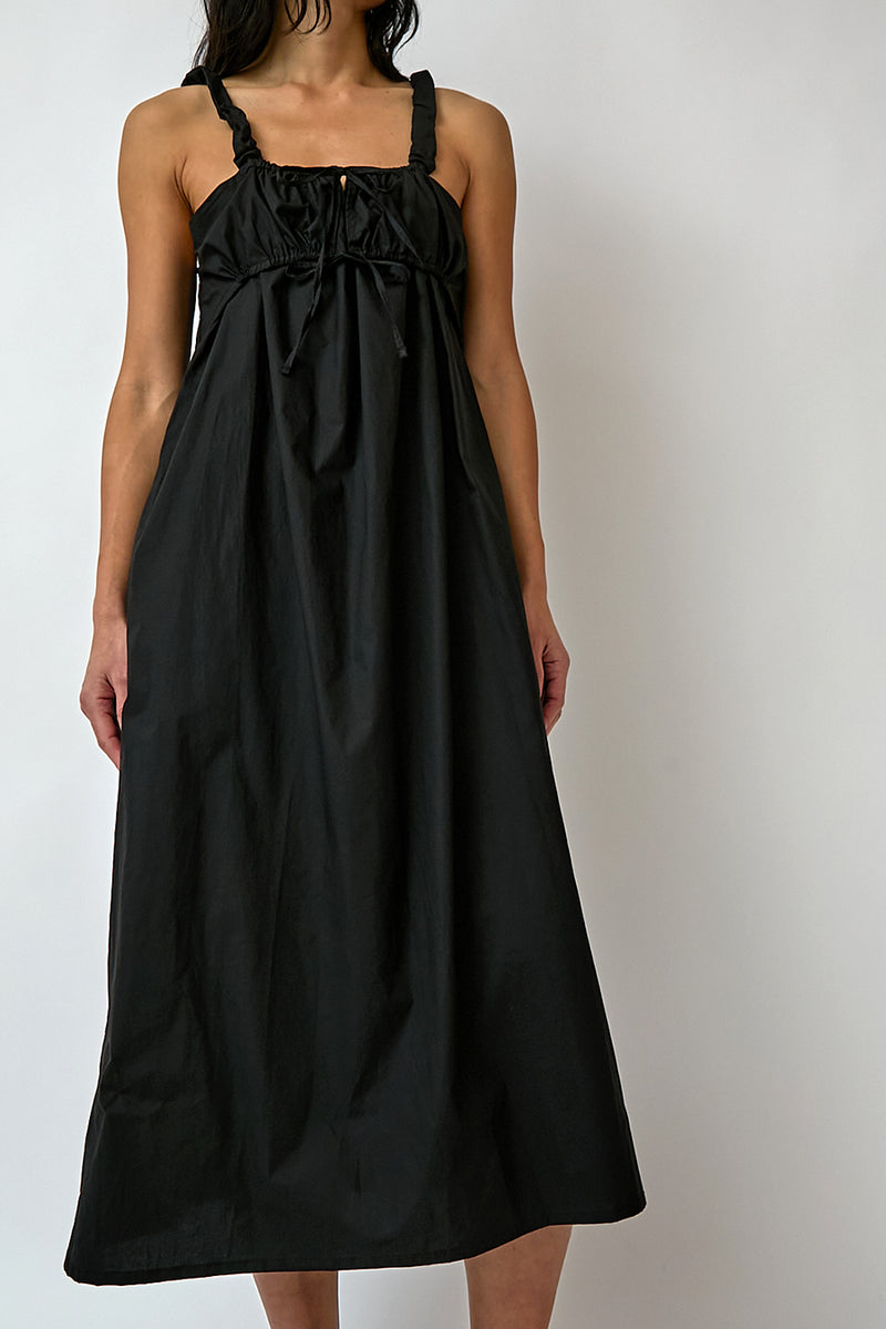 Deiji Studios Ruched Tie Dress in Black
