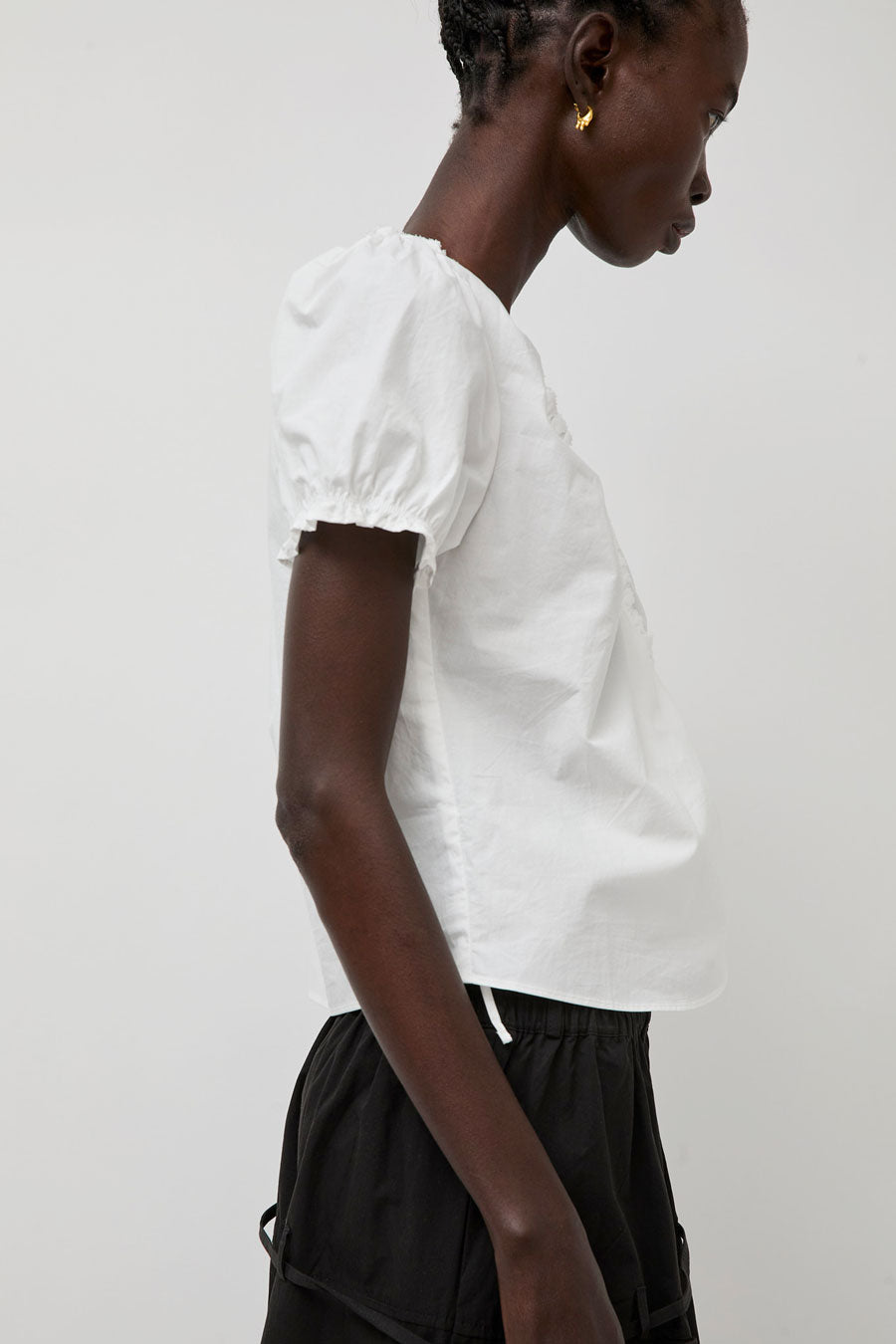 Deiji Studios Cross Frill Top in White