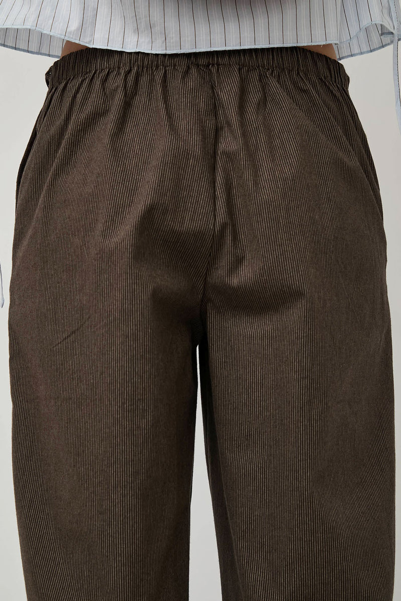 Deiji Studios Double Belted Pant in Brown Stripe