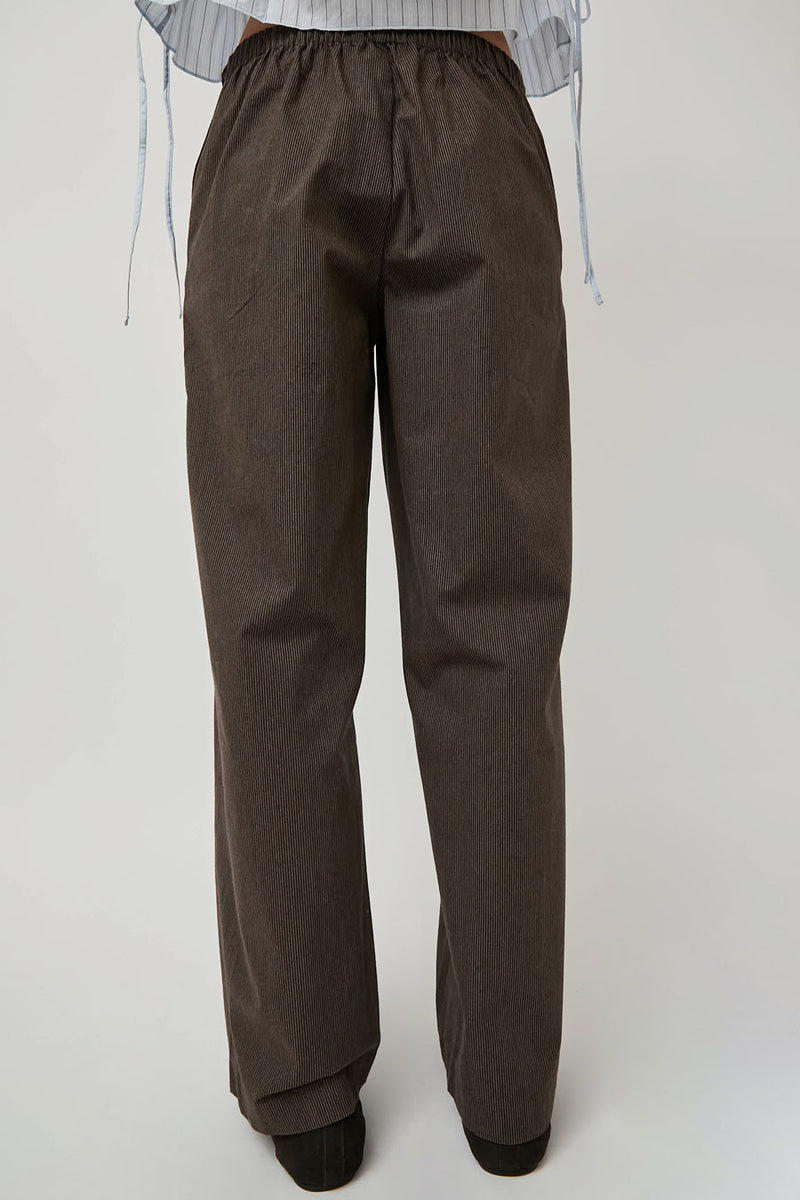 Deiji Studios Double Belted Pant in Brown Stripe