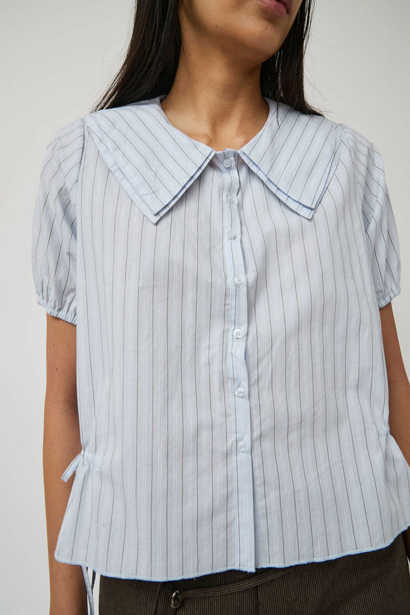 Deiji Studios Double Collar Shirt in Mineral Stripe