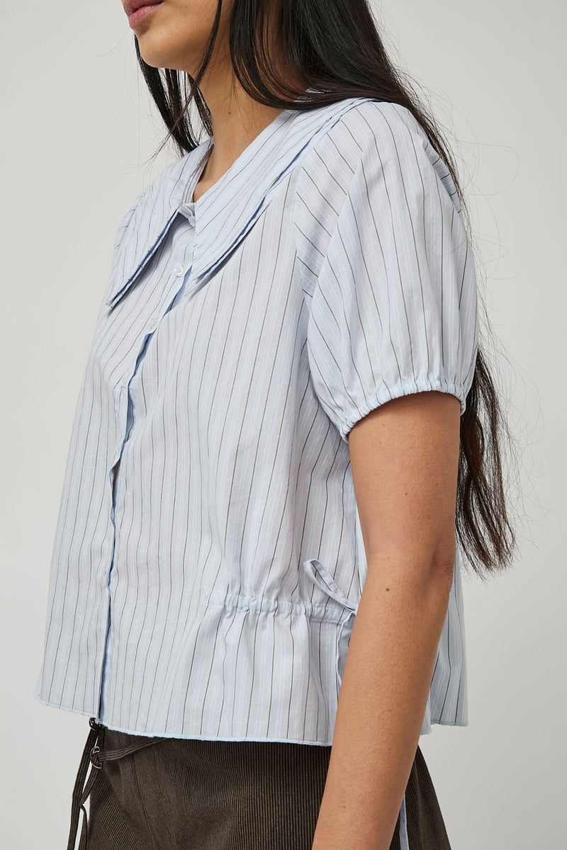 Deiji Studios Double Collar Shirt in Mineral Stripe