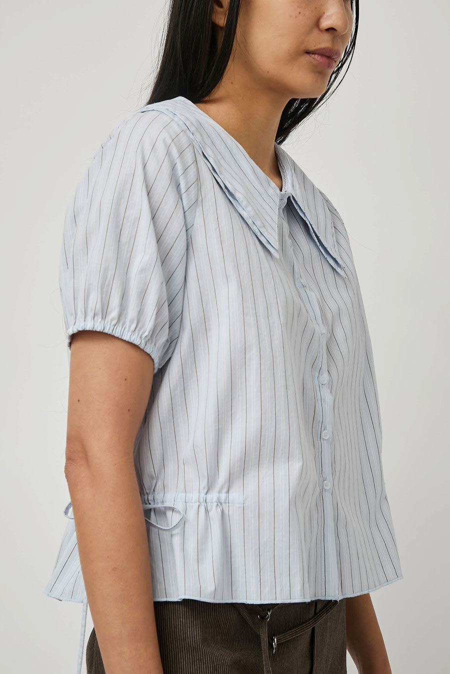 Deiji Studios Double Collar Shirt in Mineral Stripe