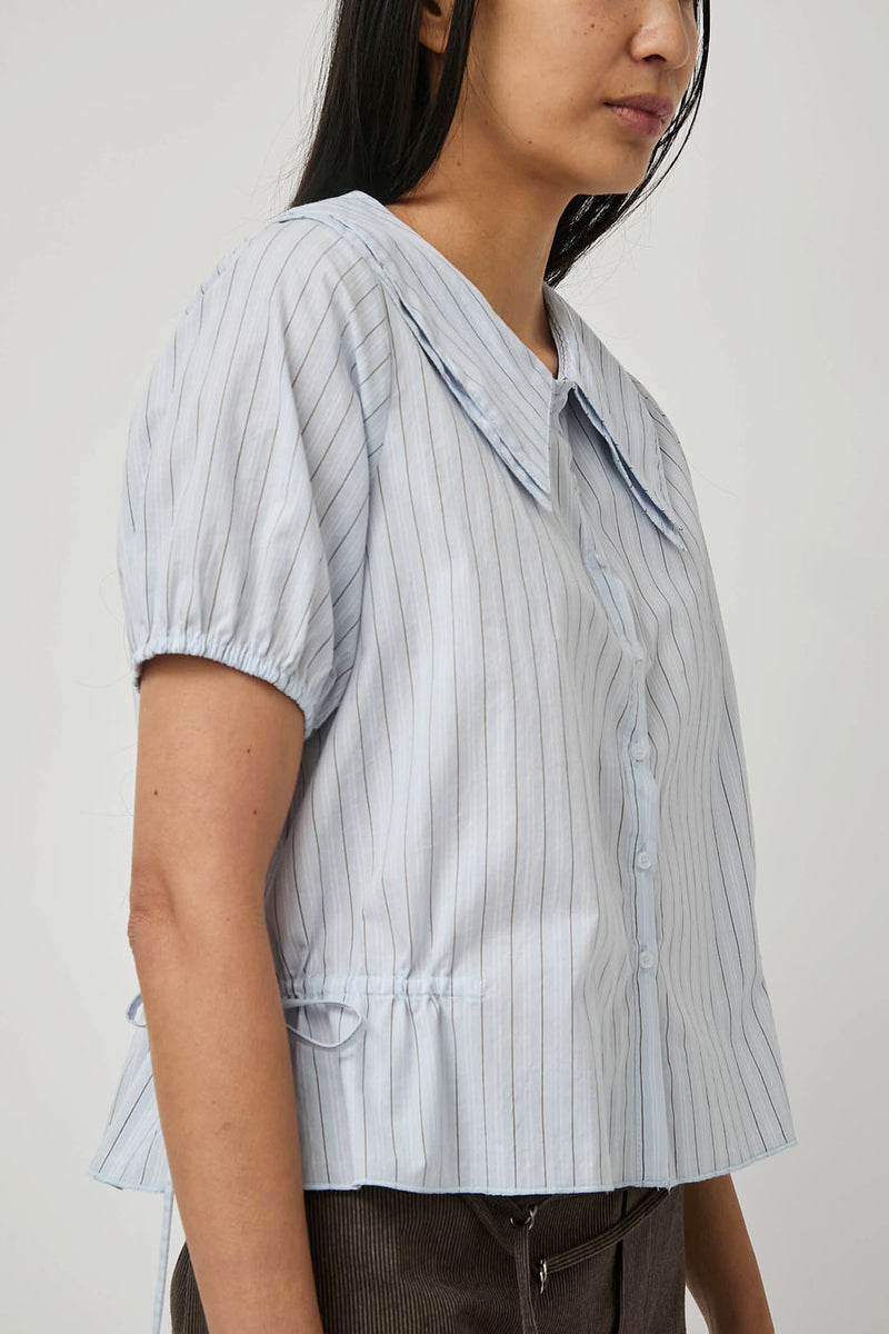 Deiji Studios Double Collar Shirt in Mineral Stripe