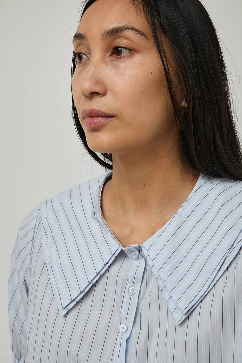Deiji Studios Double Collar Shirt in Mineral Stripe