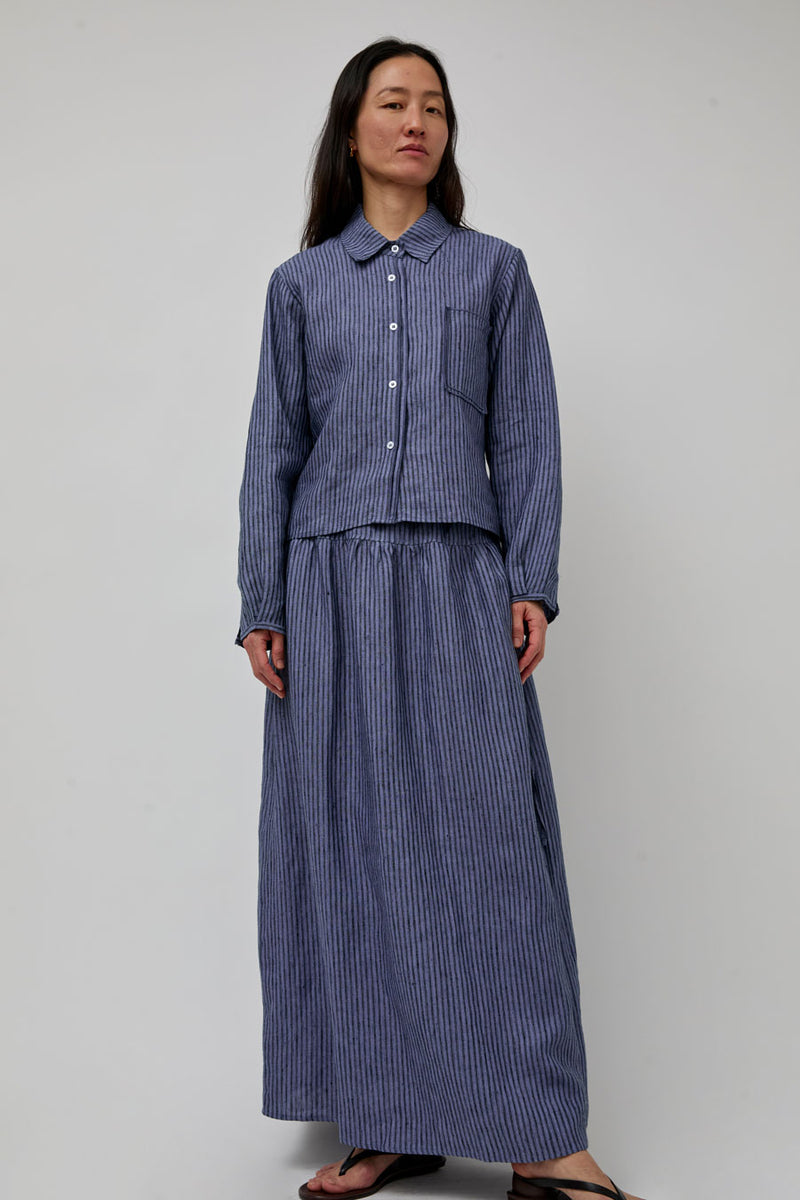 Deiji Studios Double Placket Jacket in Azure Stripe