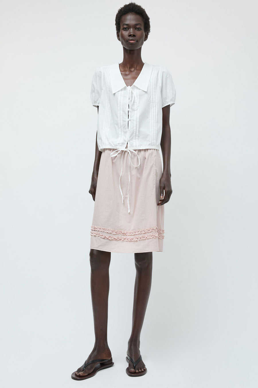 Deiji Studios Fine Collar Top in White
