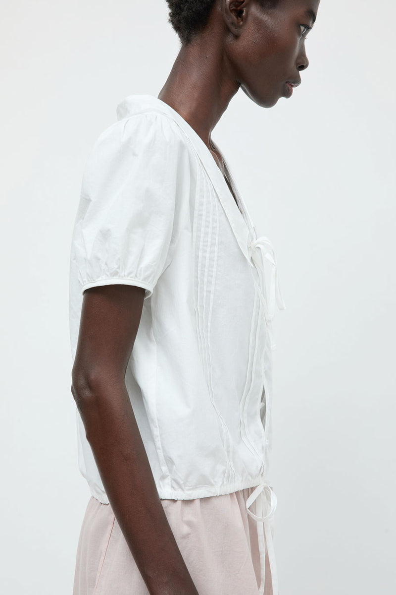 Deiji Studios Fine Collar Top in White