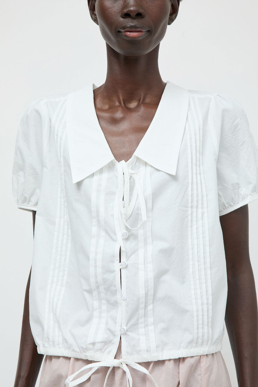 Deiji Studios Fine Collar Top in White