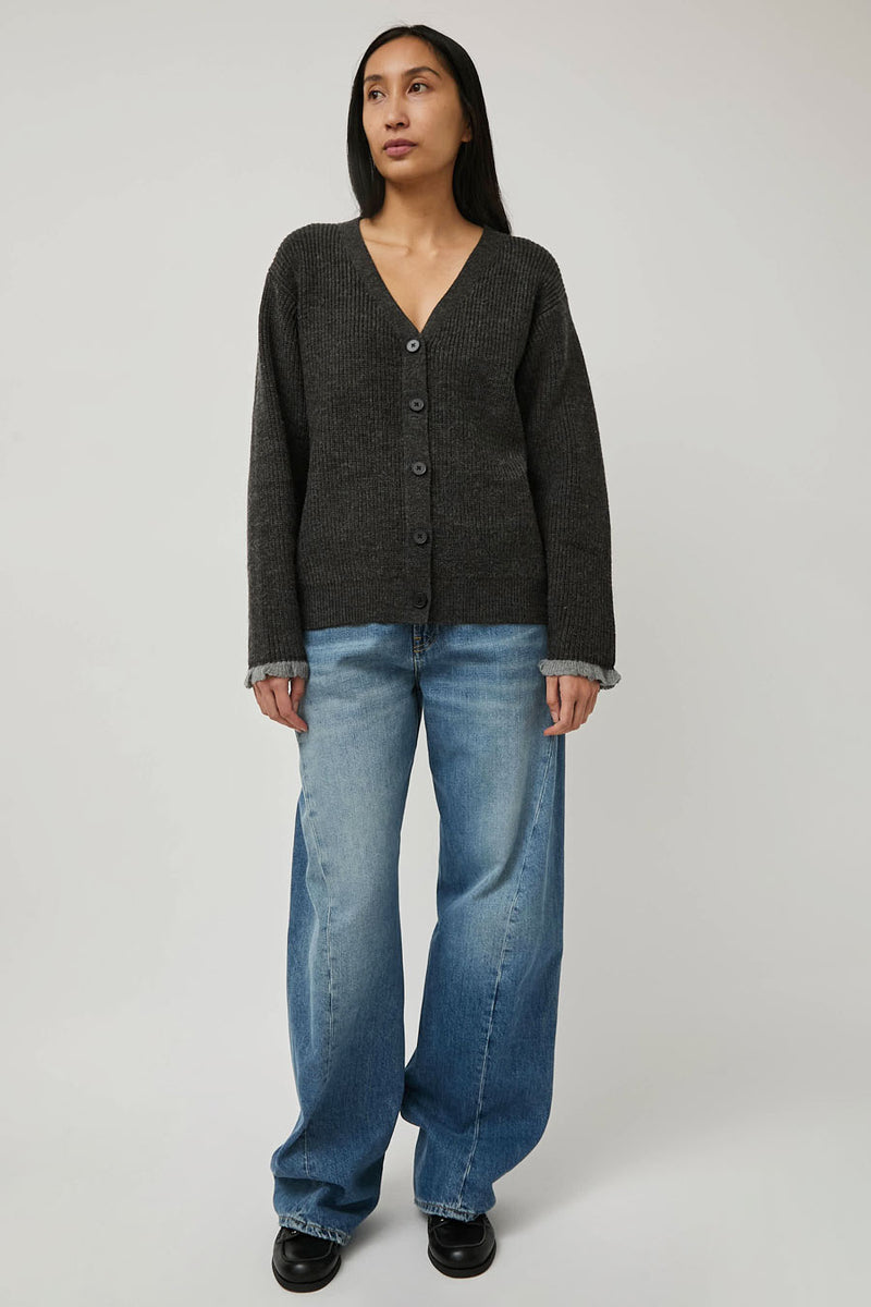 Deiji Studios Flounce Cardigan in Charcoal