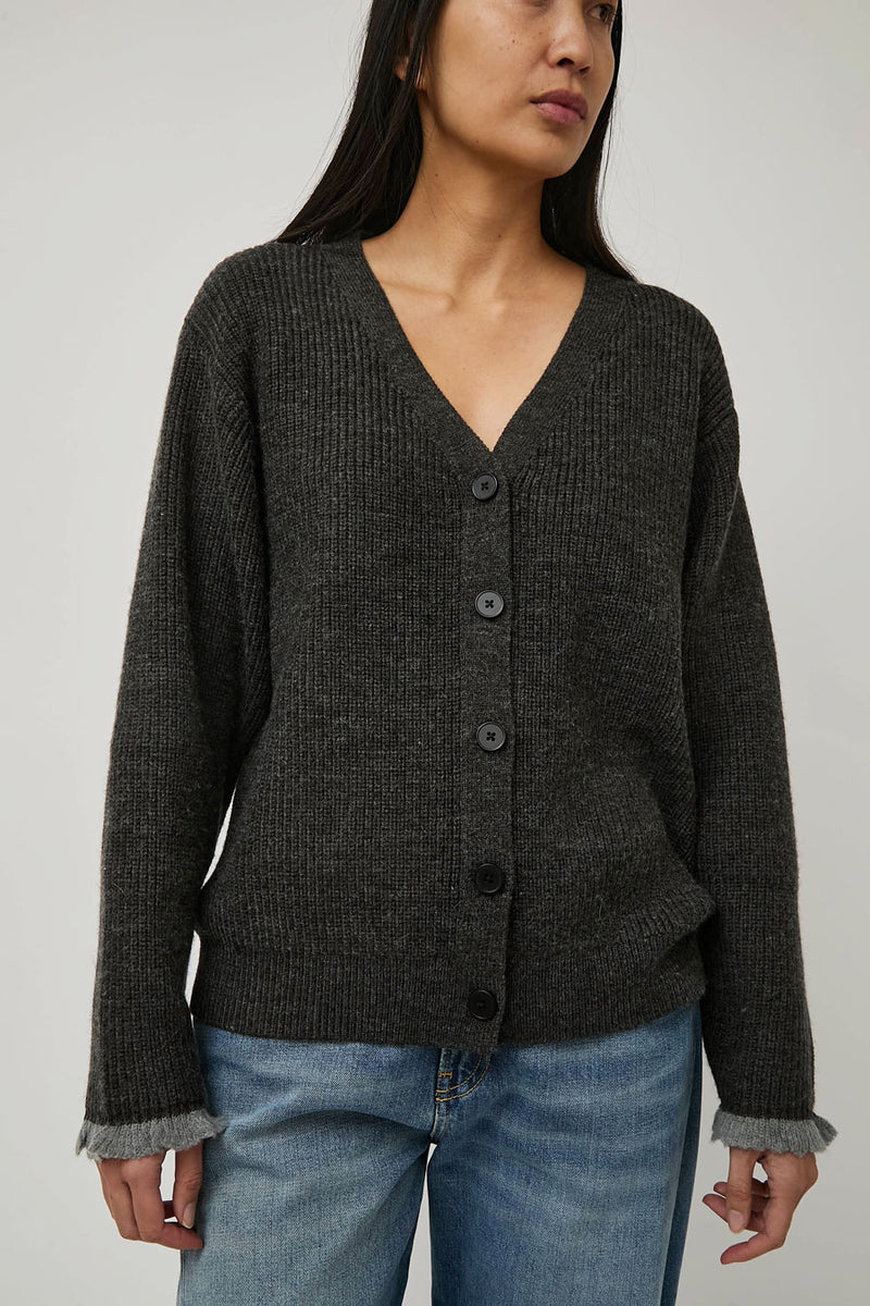 Deiji Studios Flounce Cardigan in Charcoal