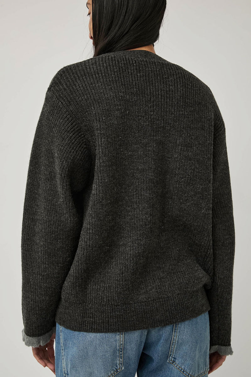 Deiji Studios Flounce Cardigan in Charcoal