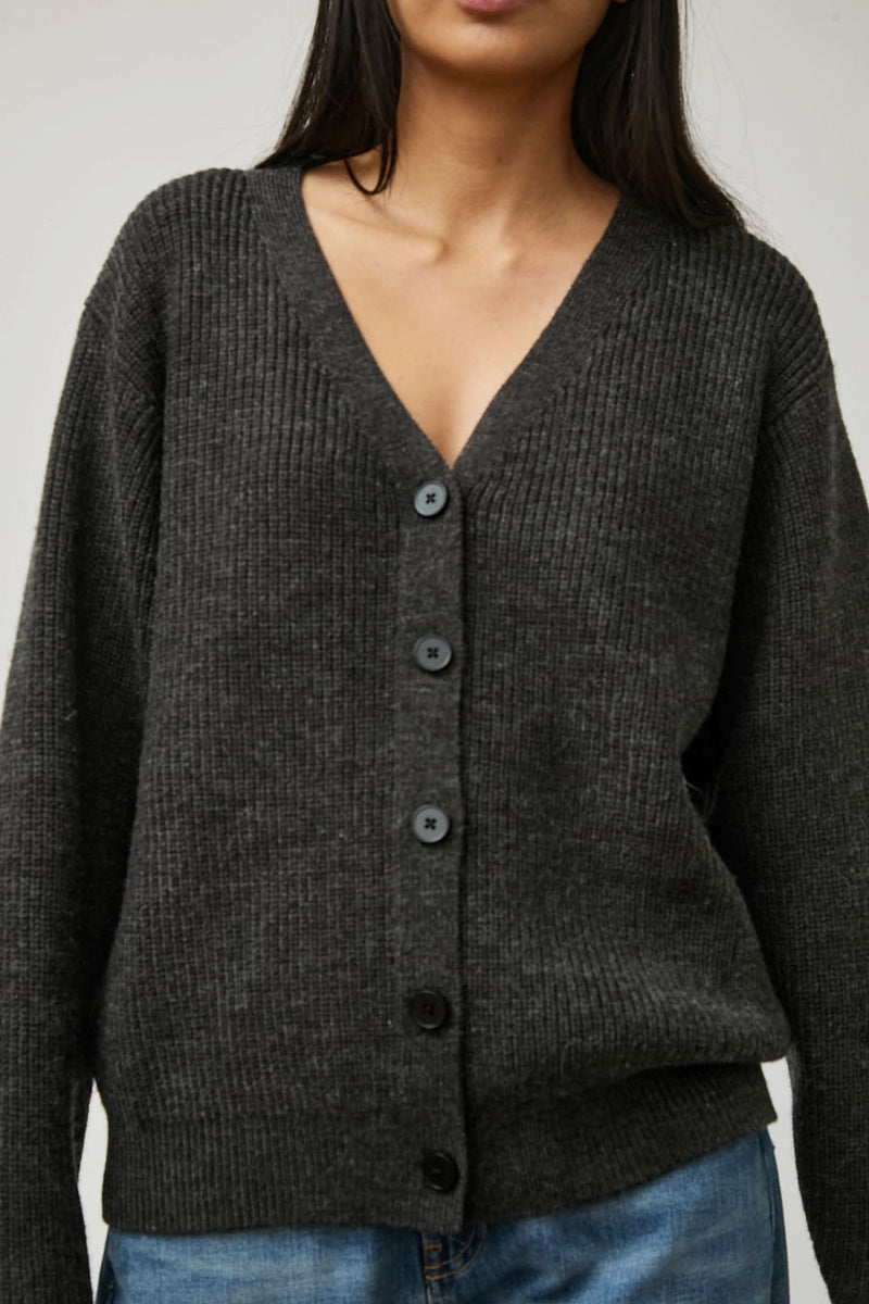 Deiji Studios Flounce Cardigan in Charcoal
