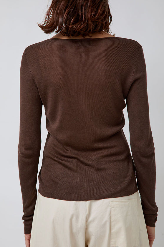 Deiji Studios Knitted Top in Dark Brown