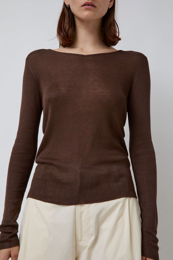 Deiji Studios Knitted Top in Dark Brown