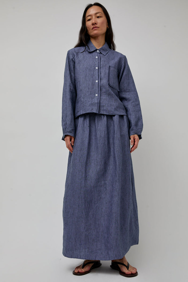 Deiji Studios Maxi Skirt in Azure Stripe