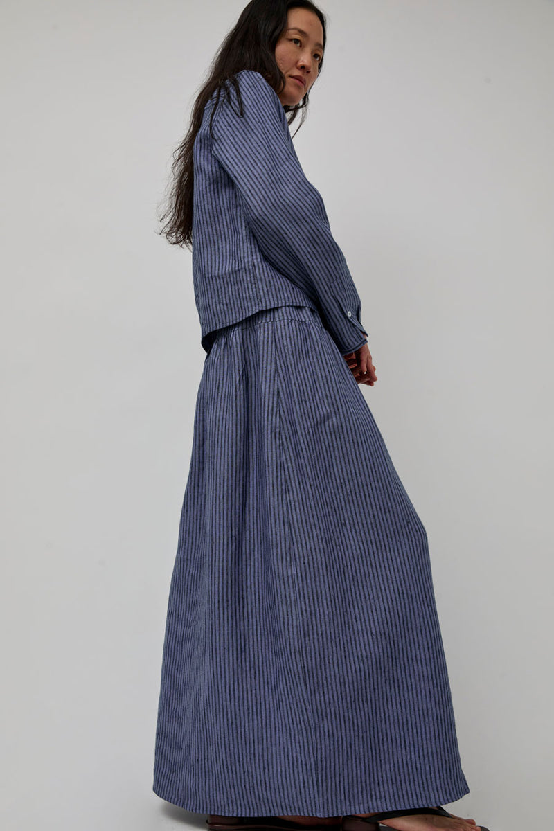 Deiji Studios Maxi Skirt in Azure Stripe