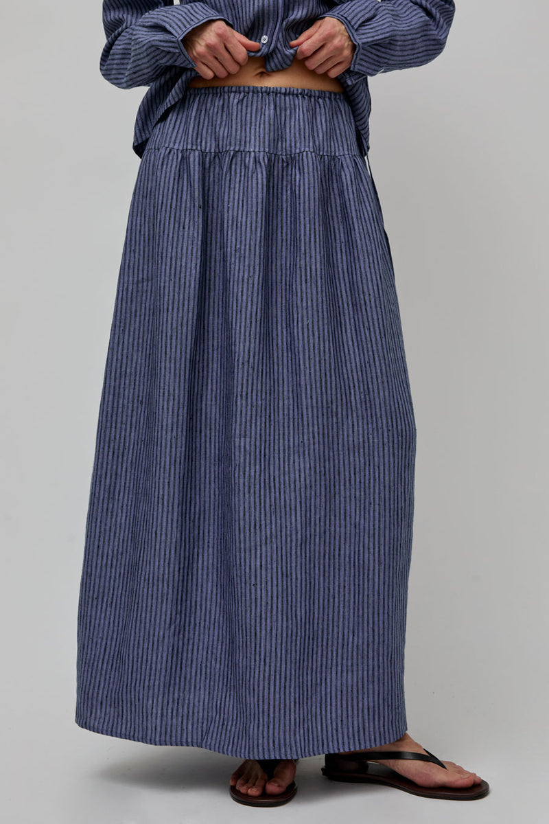 Deiji Studios Maxi Skirt in Azure Stripe