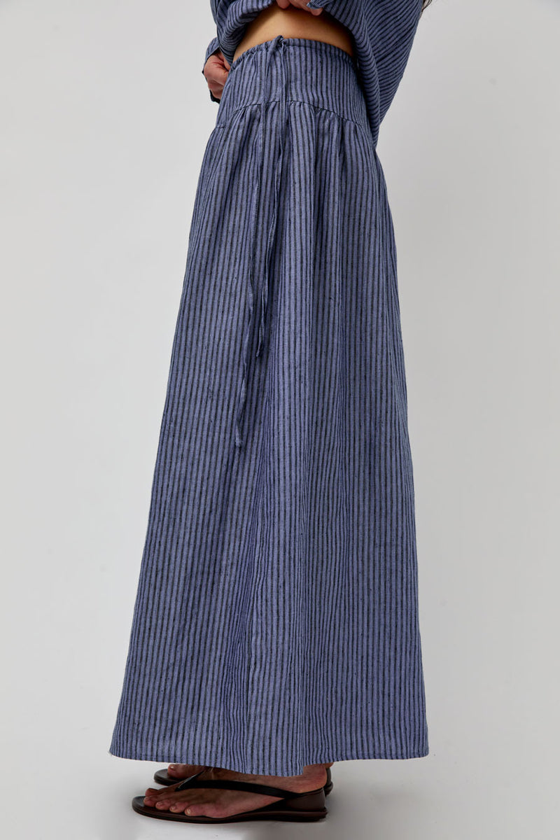 Deiji Studios Maxi Skirt in Azure Stripe