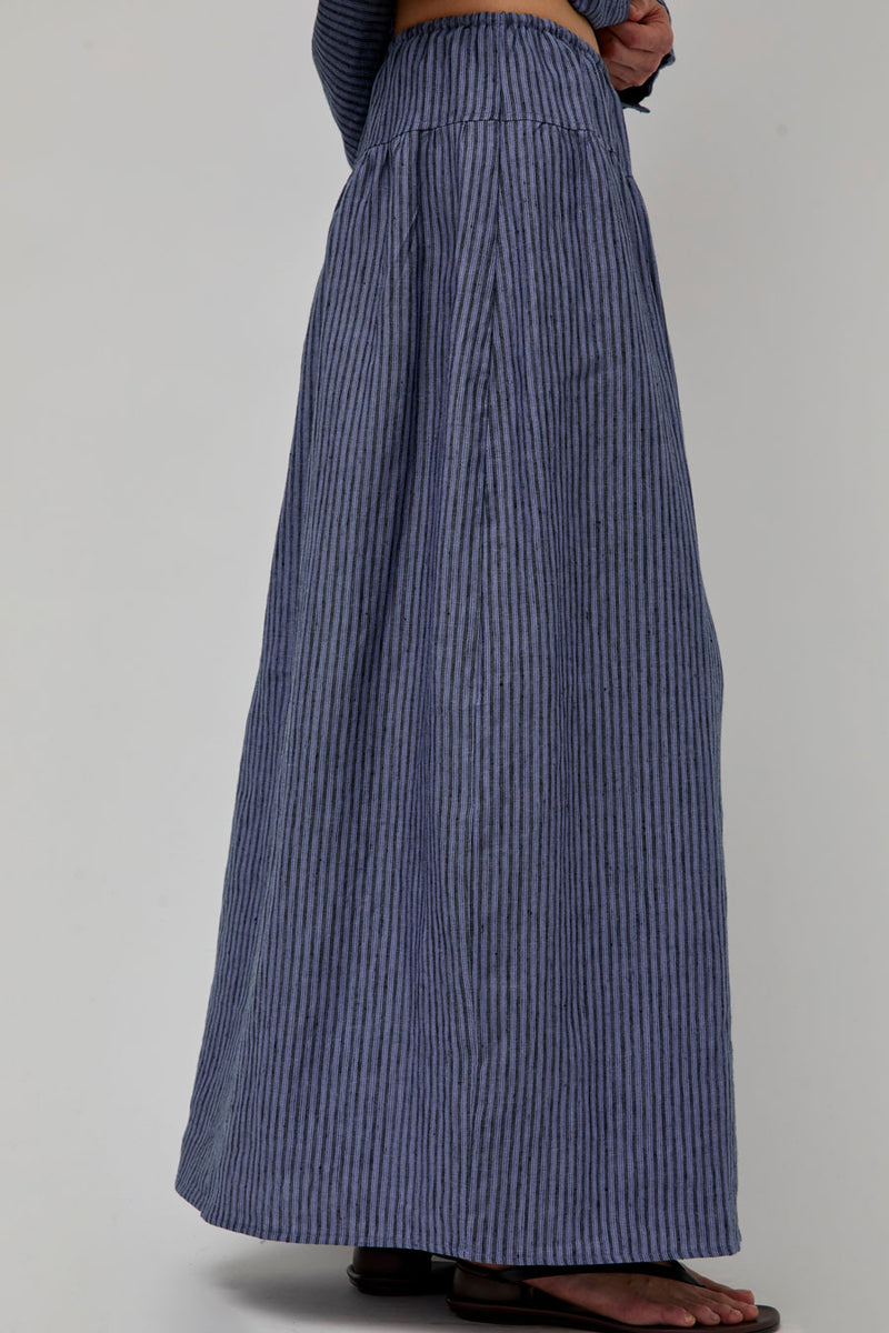 Deiji Studios Maxi Skirt in Azure Stripe