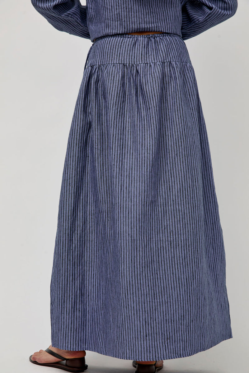 Deiji Studios Maxi Skirt in Azure Stripe