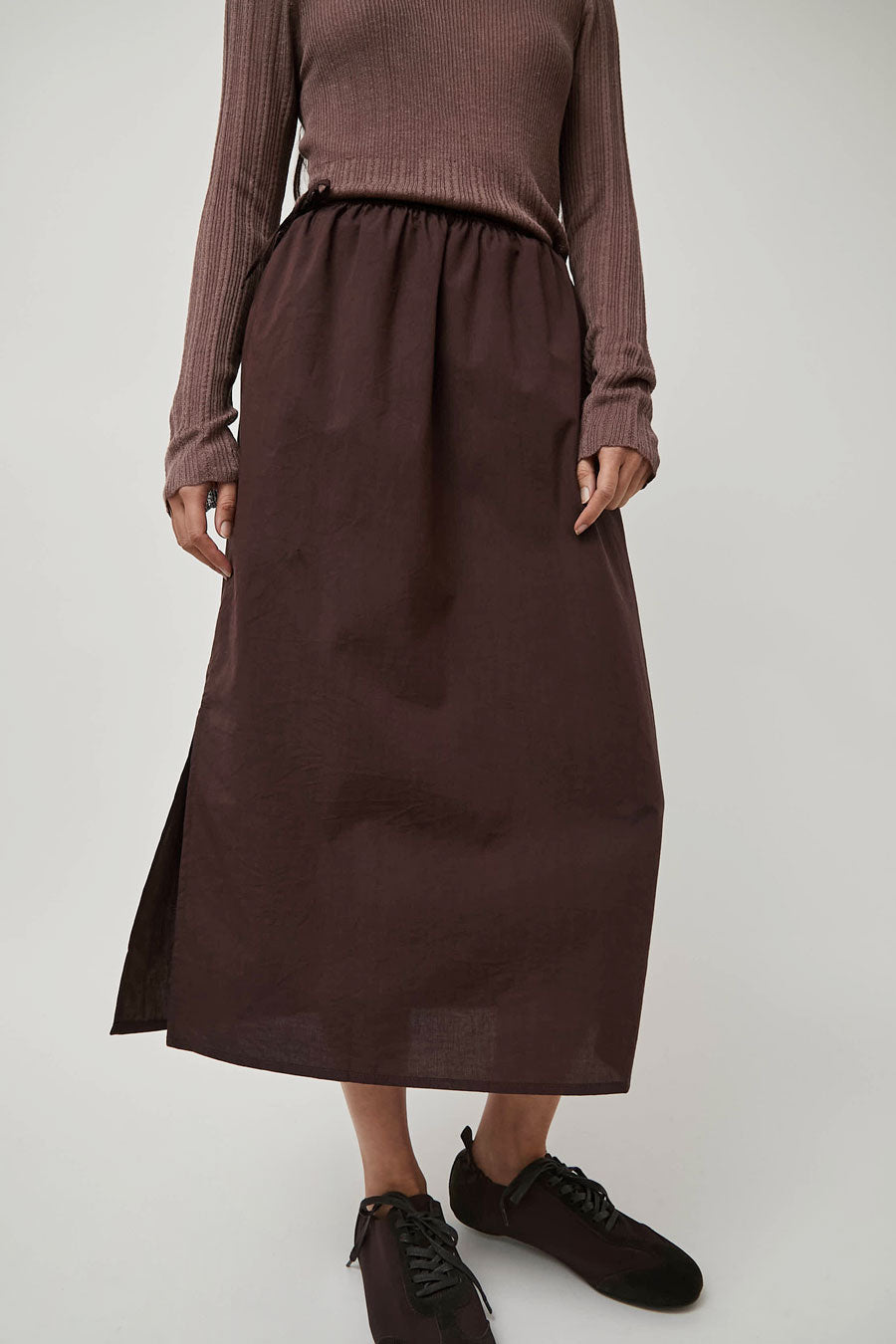 Deiji Studios Mid Day Skirt in Umber