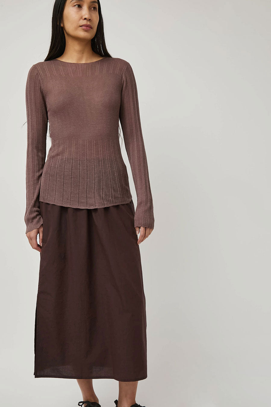 Deiji Studios Mid Day Skirt in Umber