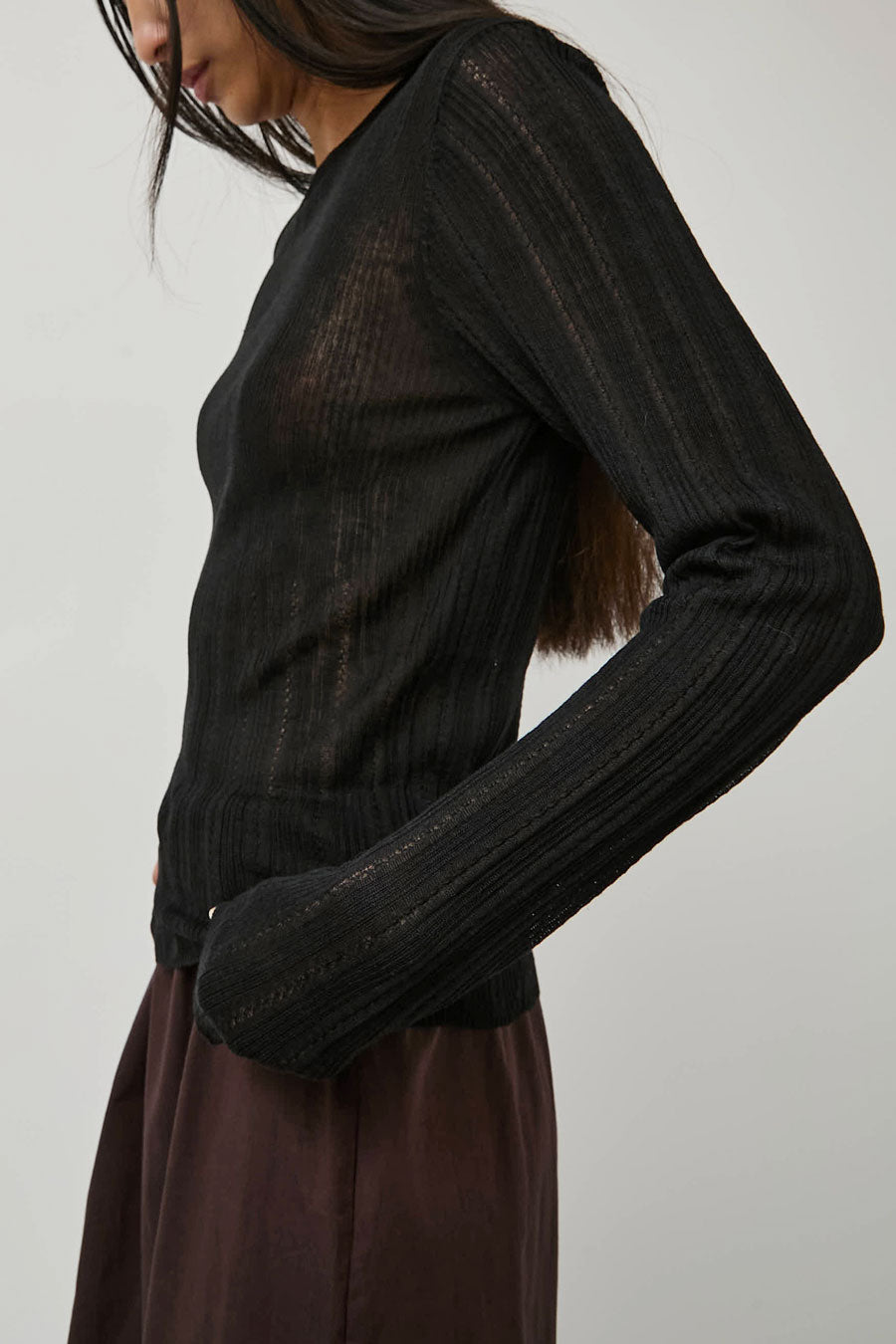 Deiji Studios Open Work Longsleeve in Black