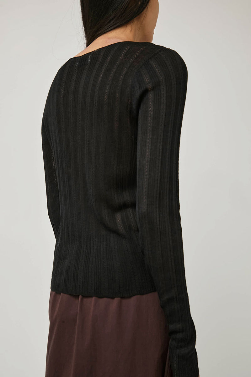 Deiji Studios Open Work Longsleeve in Black