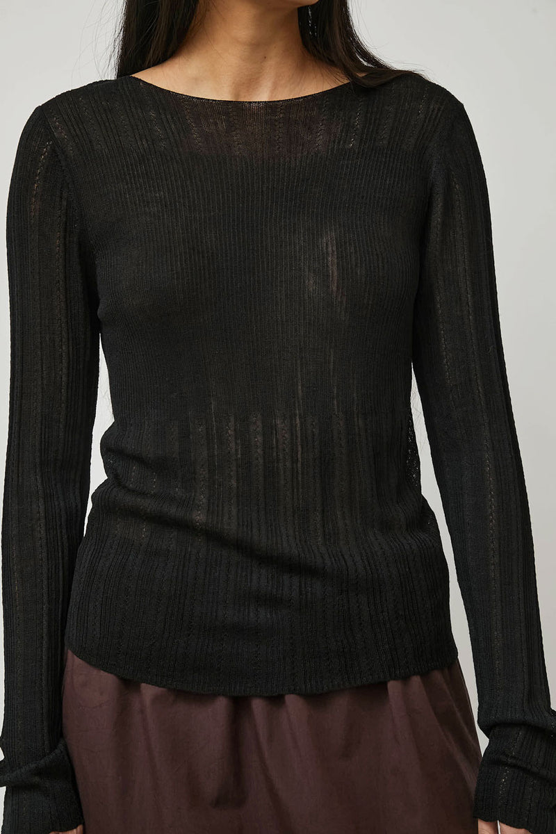 Deiji Studios Open Work Longsleeve in Black