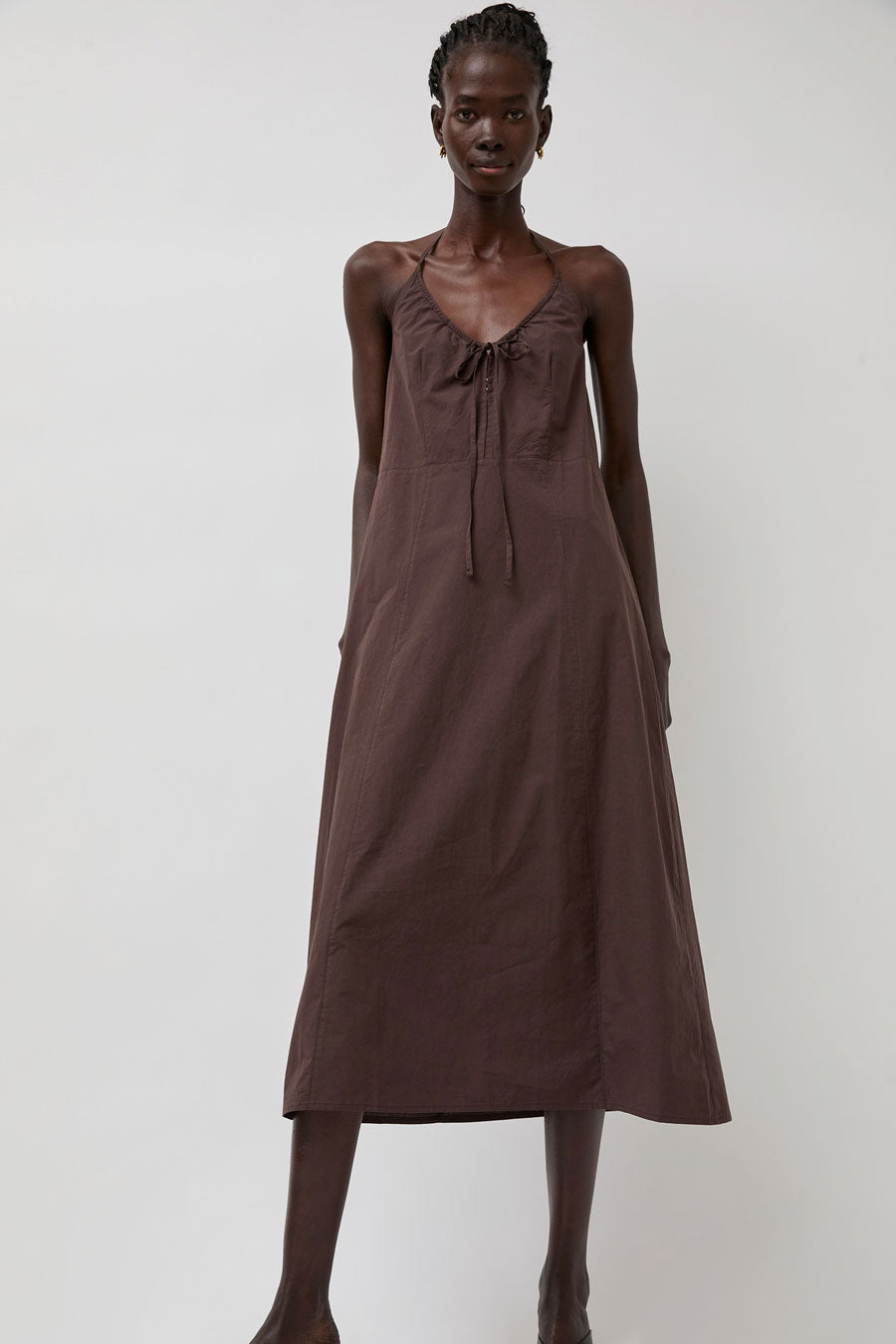 Deiji Studios Seamed Halter Dress in Sepia