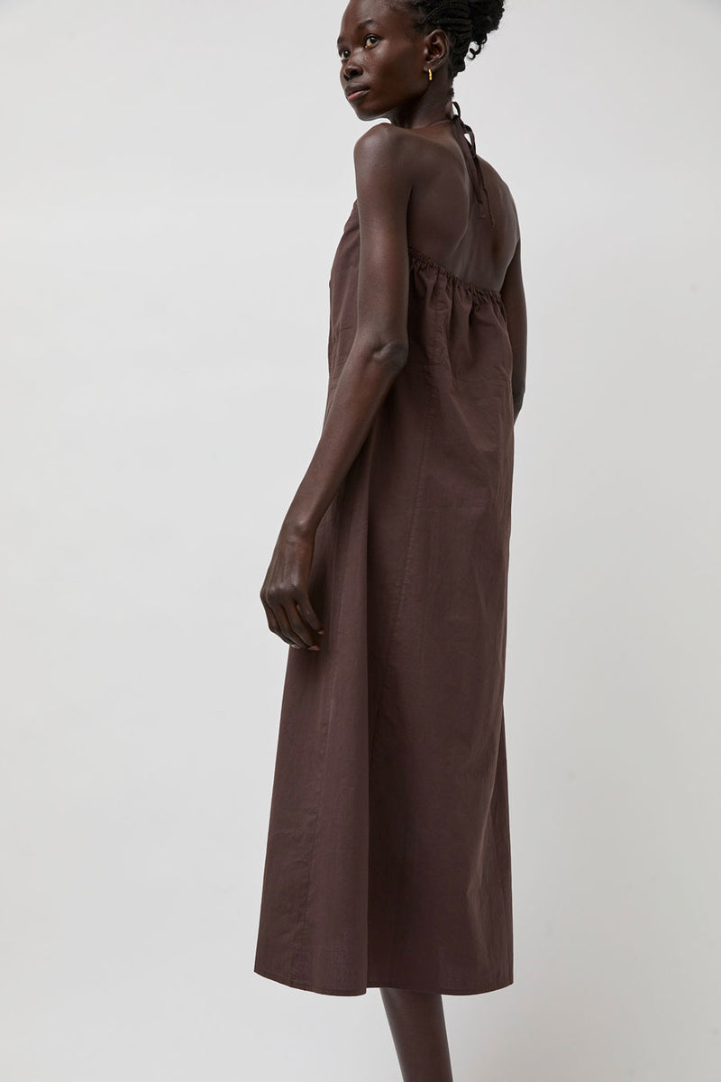 Deiji Studios Seamed Halter Dress in Sepia