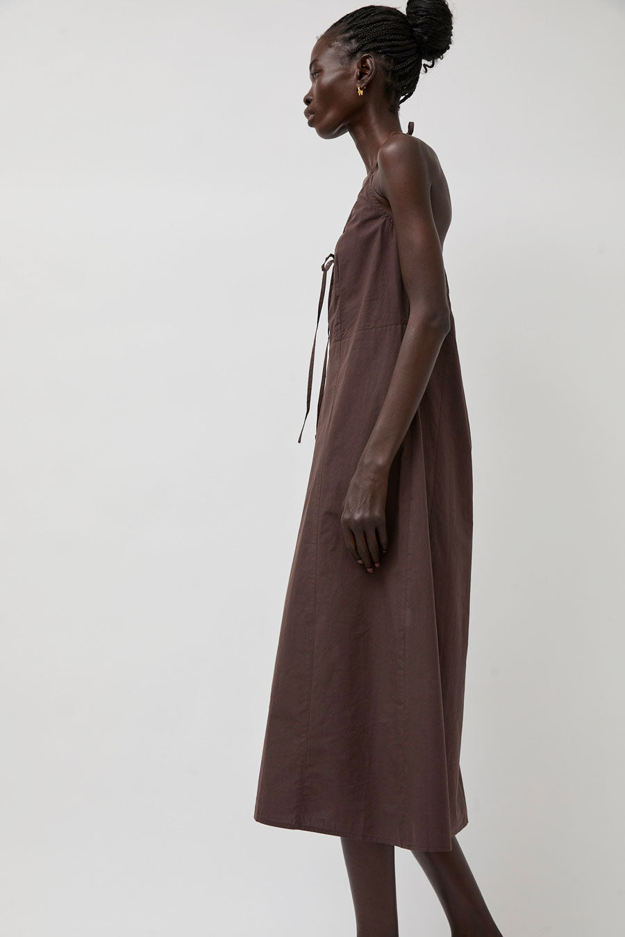 Deiji Studios Seamed Halter Dress in Sepia