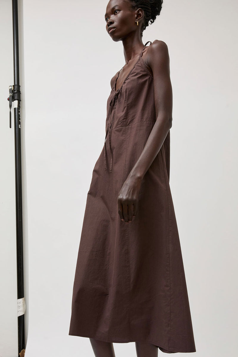 Deiji Studios Seamed Halter Dress in Sepia