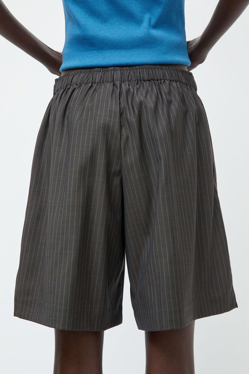 Deiji Studios Wool Boxer Short in Charcoal Stripe