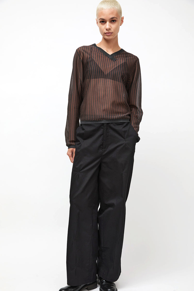 Deiji Studios Stripe Longsleeve in Brown Grey Stripe