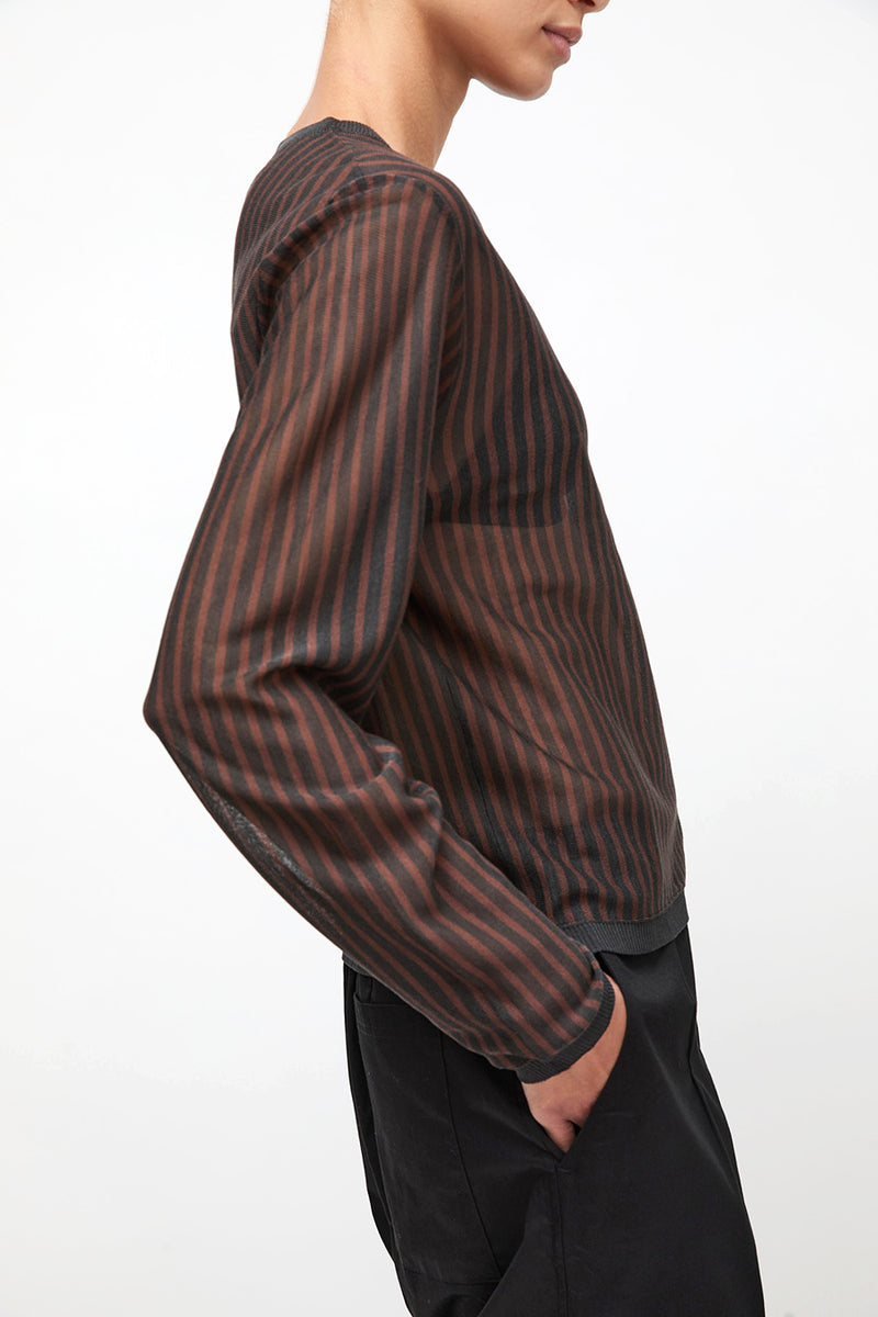 Deiji Studios Stripe Longsleeve in Brown Grey Stripe
