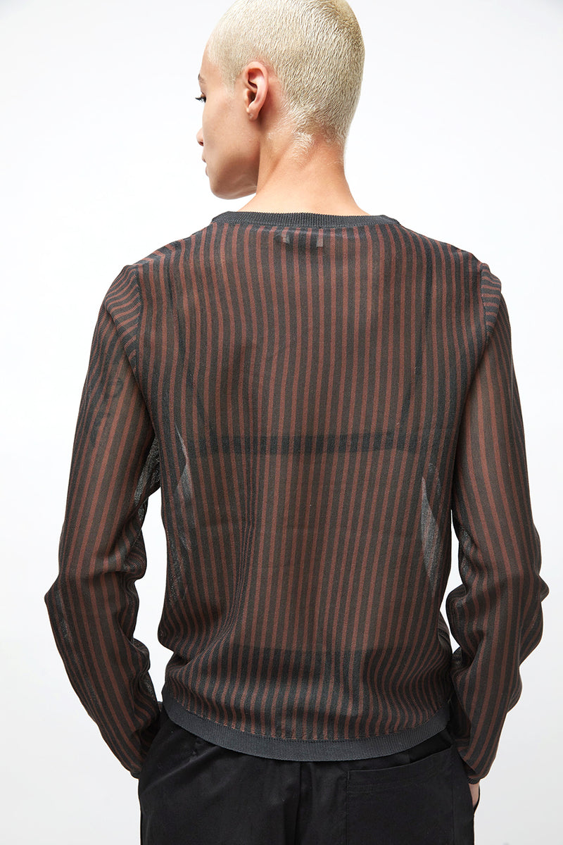 Deiji Studios Stripe Longsleeve in Brown Grey Stripe