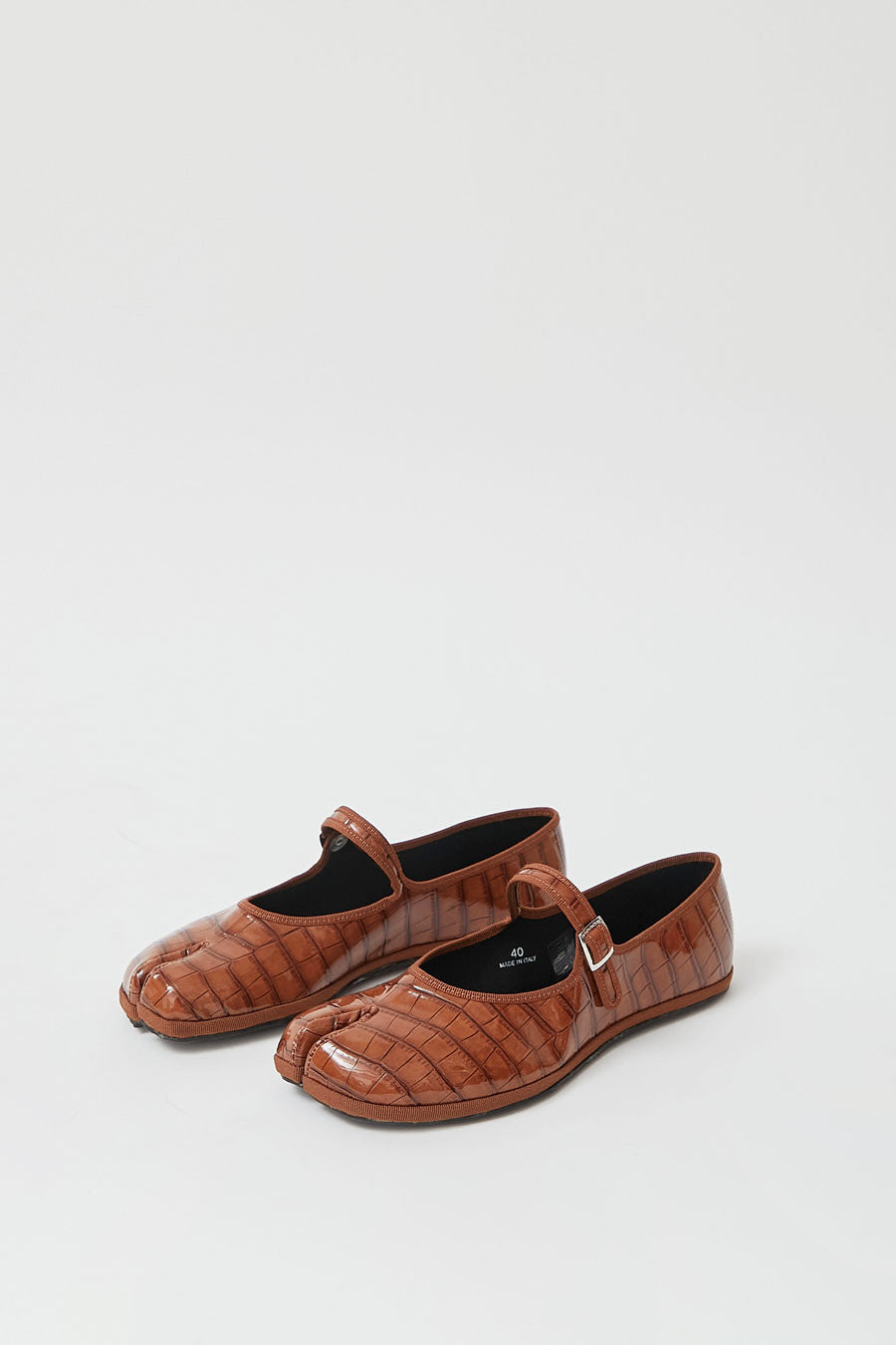 Drogheria Crivellini Fu-Tabi Mary Jane in Brown Faux Croc