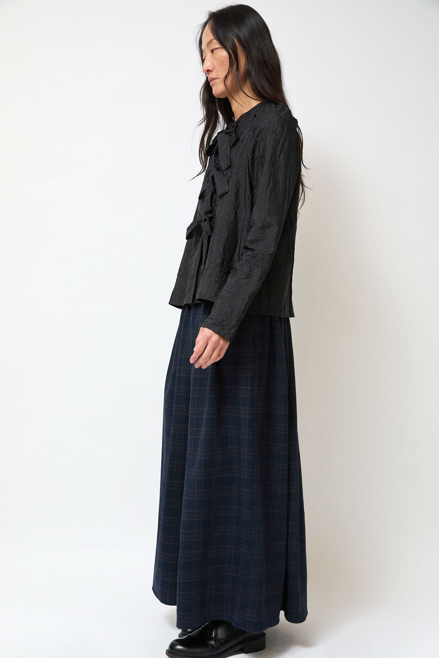 Eleph Bows Shirt in Black Crinkle