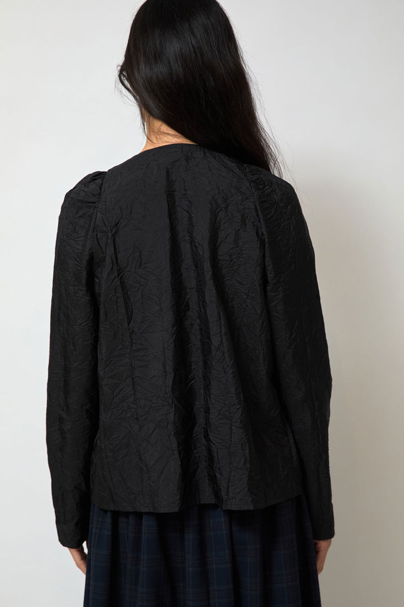 Eleph Bows Shirt in Black Crinkle