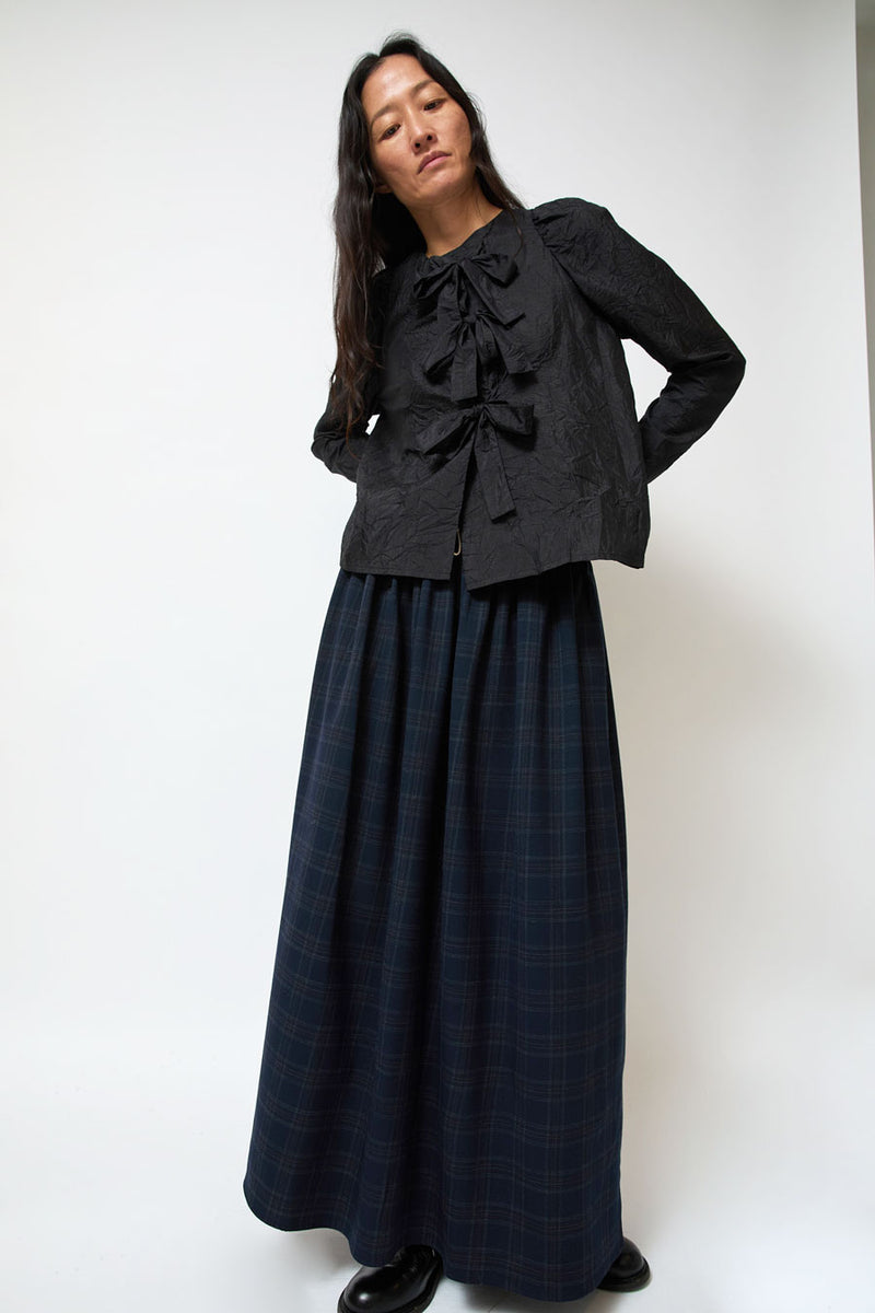 Eleph Bows Shirt in Black Crinkle