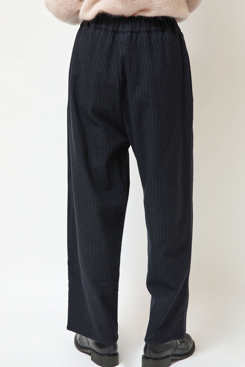 Eleph Luce Trouser in Black Pinstripe