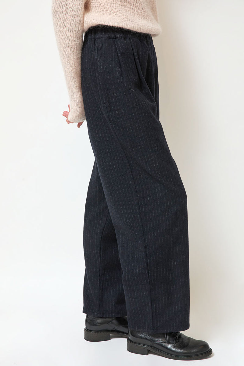 Eleph Luce Trouser in Black Pinstripe